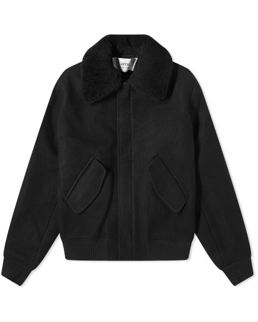 AMI Alexandre Mattiussi Shearling Collar Wool Jacket Large END. Clothing