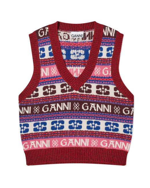 2 GANNI Logo Wool Mix Vest Large END. Clothing