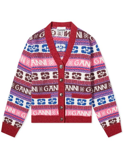 2 GANNI Logo Wool Mix Cardigan Large END. Clothing
