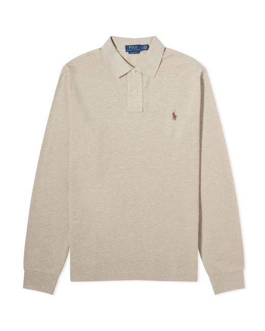Polo Ralph Lauren Long Sleeve Custom Fit Polo Shirt Tuscan Heather Large END. Clothing