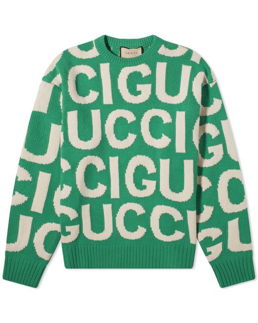 Gucci Jumbo Logo Intarsia Crew Neck Knit Jumper Large END. Clothing