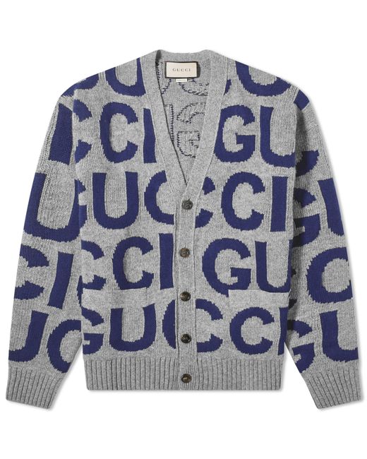 Gucci Intarsia Logo Knit Cardigan Large END. Clothing