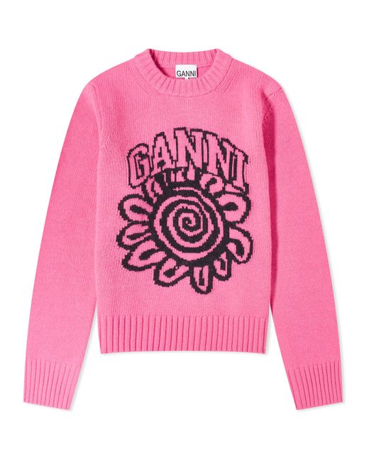 Ganni Graphic O-Neck Pullover Flower Large END. Clothing