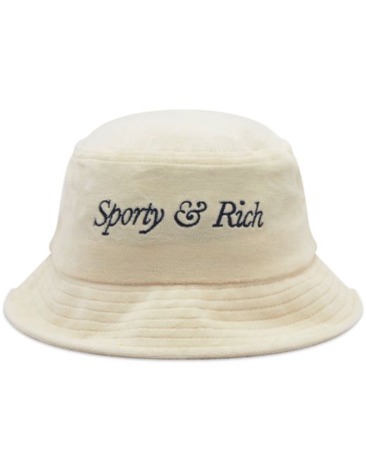 Sporty & Rich Italic Logo Velour Bucket Hat END. Clothing