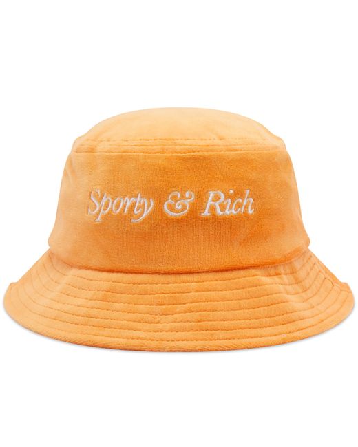 Sporty & Rich Italic Logo Velour Bucket Hat END. Clothing