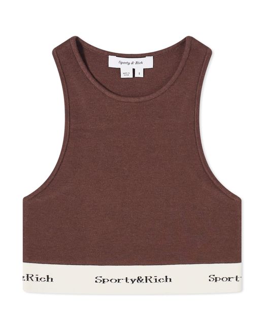 Sporty & Rich Serif Logo Ribbed Cropped Tank Top END. Clothing