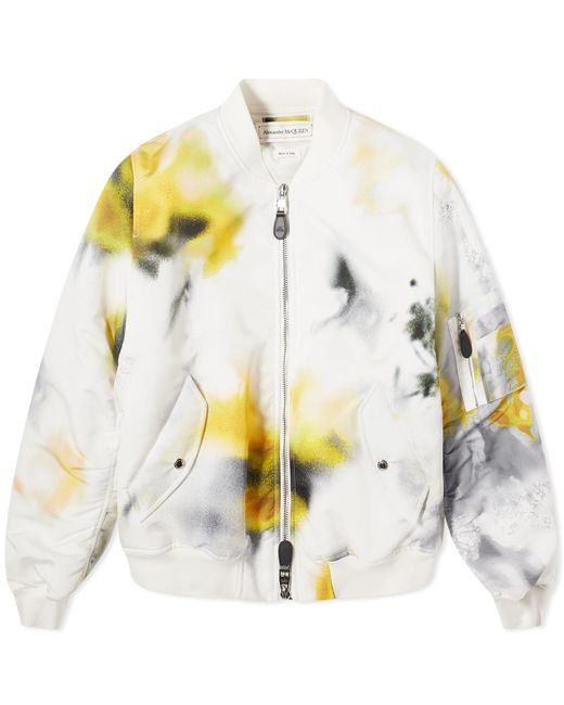 Alexander McQueen Obscured Flower Printed Bomber Jacket Large END. Clothing
