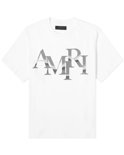 Amiri Chrome Staggered Logo T-Shirt END. Clothing