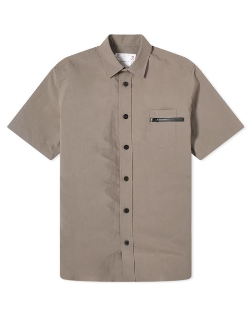 Sacai Matte Taffeta Zip Short Sleeve Shirt Small END. Clothing
