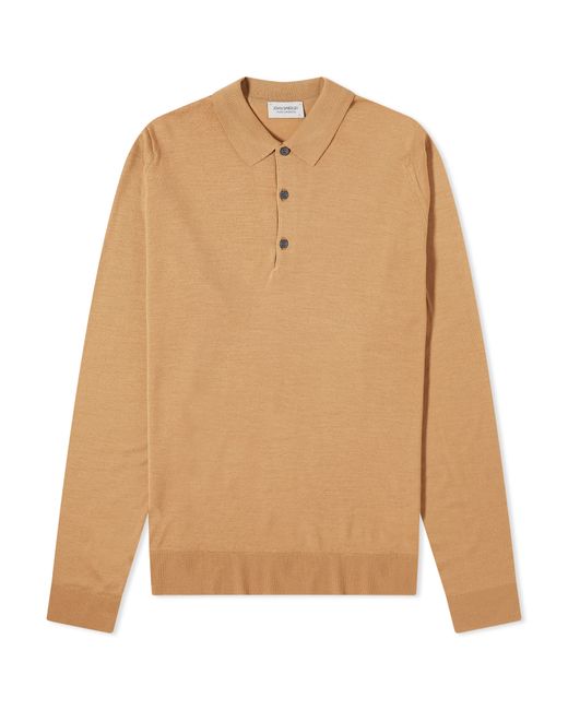 John Smedley Long Sleeve Belper Merino Knit Polo Shirt Large END. Clothing