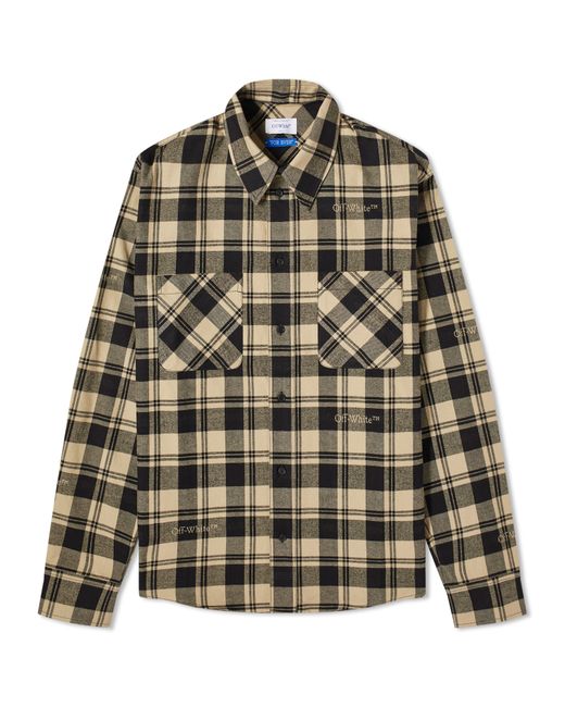 Off-White Logo Check Flannel Shirt END. Clothing