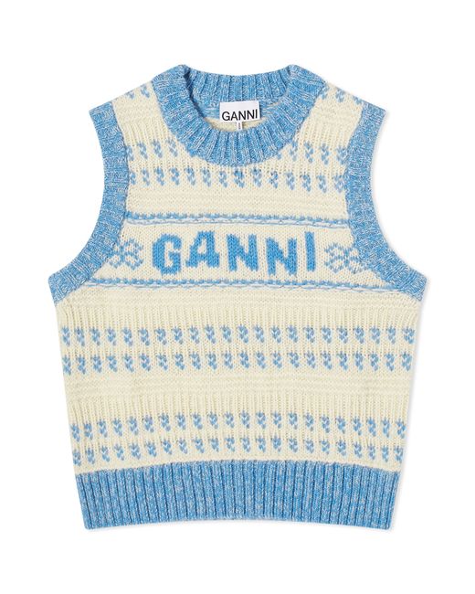 Ganni Graphic Lambswool O-Neck Vest END. Clothing