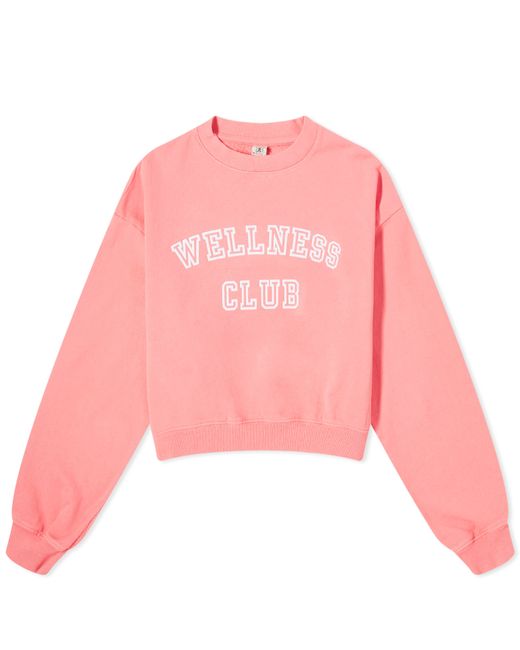 Sporty & Rich Wellness Club Flocked Cropped Crew Sweat Large END. Clothing