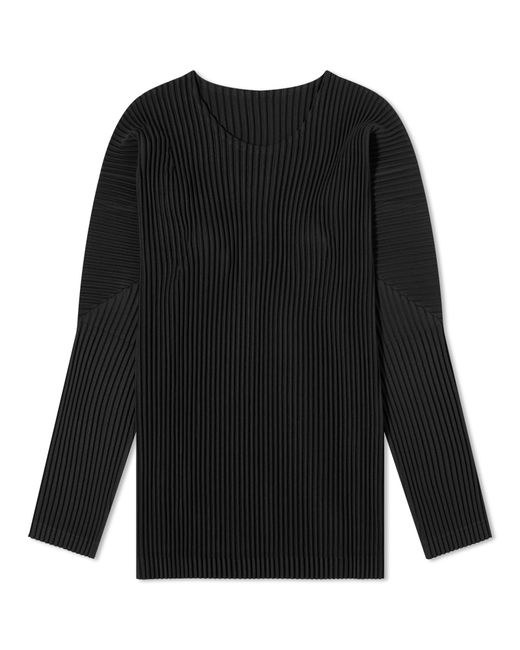 Homme Pliss Issey Miyake Pleated Long Sleeve T-Shirt Small END. Clothing