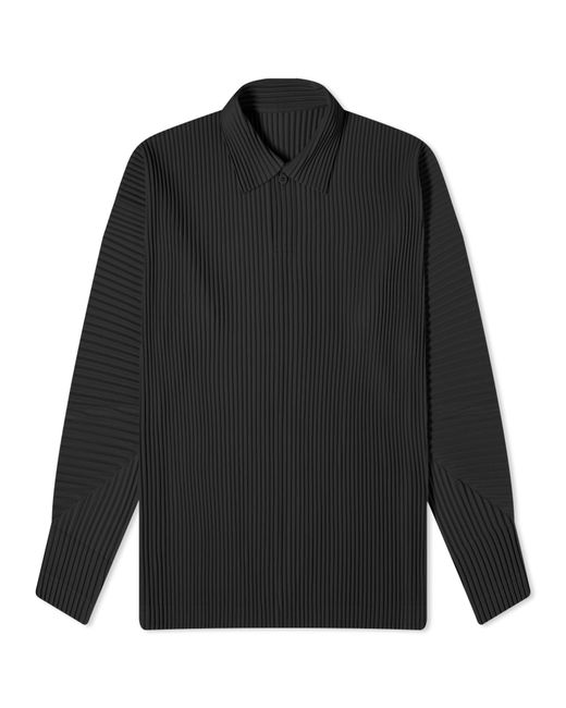 Homme Pliss Issey Miyake Pleated Long Sleeve Polo Shirt Small END. Clothing