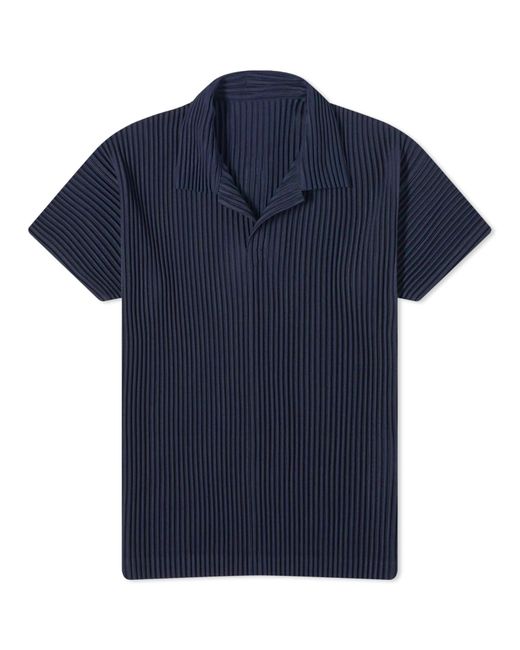 Homme Pliss Issey Miyake Pleated Polo Shirt Small END. Clothing