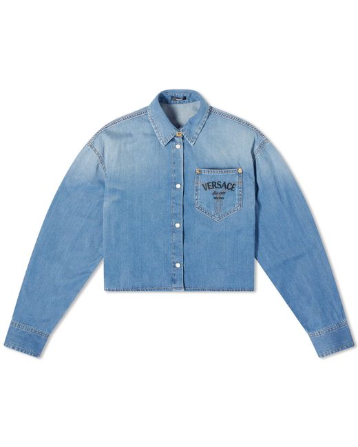 Versace Cropped Denim Shirt With Logo END. Clothing