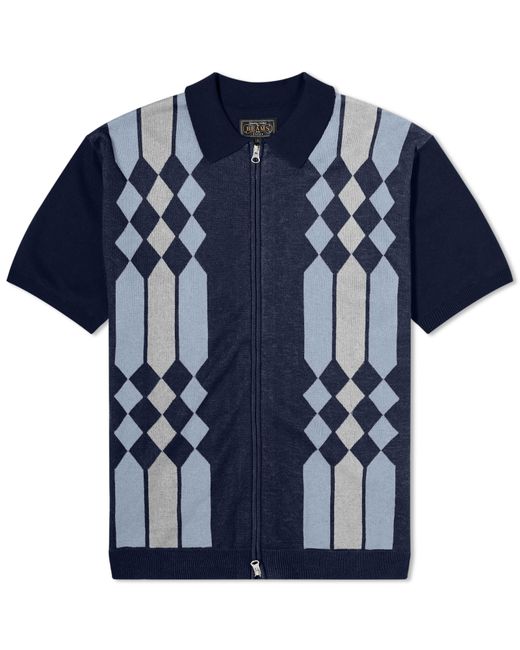Beams Plus Zip Stripe Knit Polo Shirt Large END. Clothing