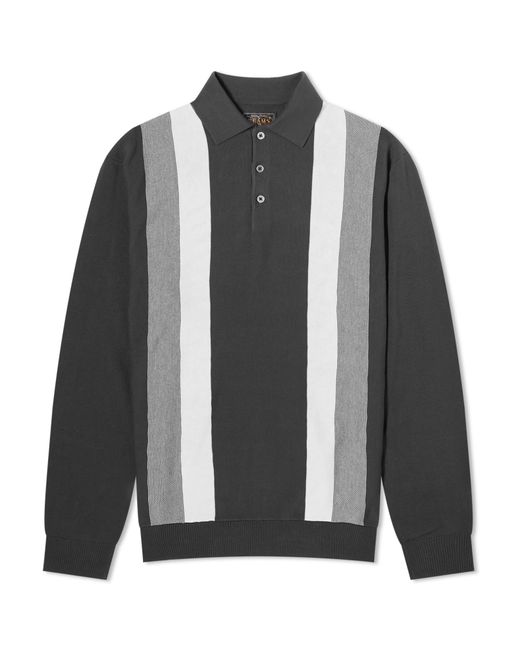Beams Plus 12g Stripe Knit Long Sleeve Polo Shirt Large END. Clothing