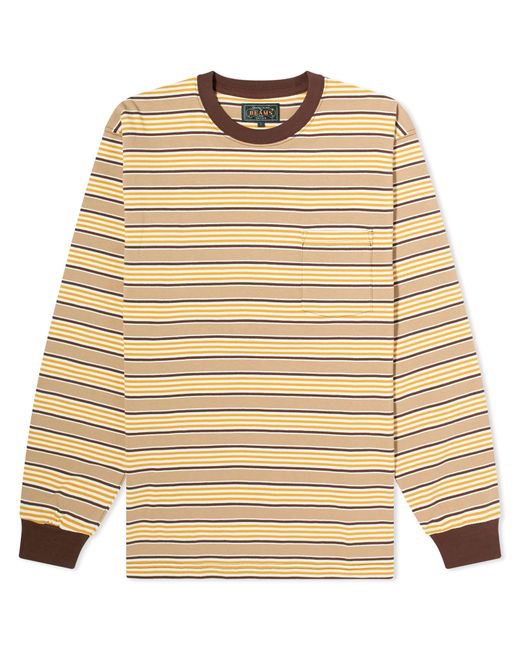 Beams Plus Long Sleeve Multi Stripe Pocket T-Shirt Large END. Clothing
