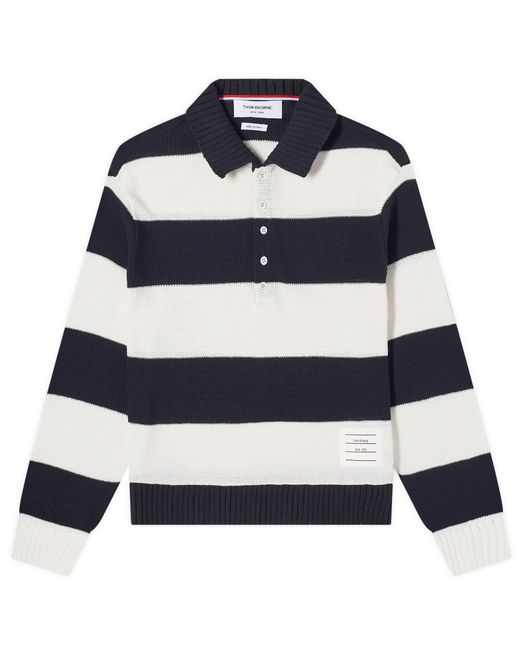 Thom Browne Rugby Stripe Knitted Polo Shirt Small END. Clothing