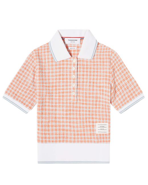 Thom Browne Short Sleeve Tweed Polo Shirt Top END. Clothing