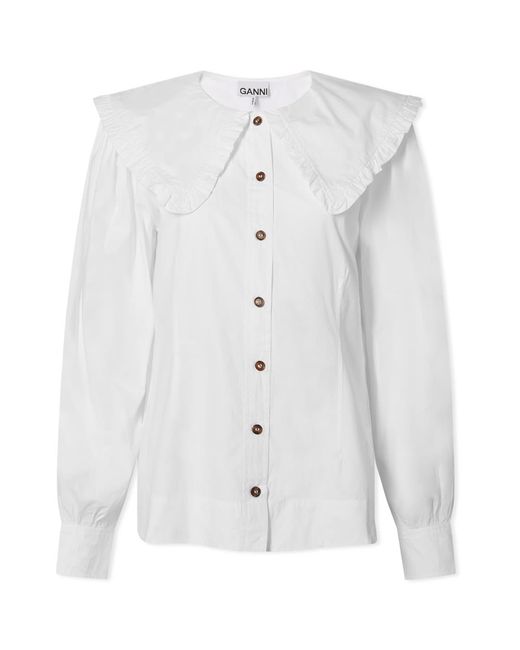 Ganni Cotton Shirt With Collar Detail