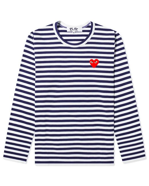 Comme Des Garçons Play Long Sleeve Heart Logo Stripe in END. Clothing