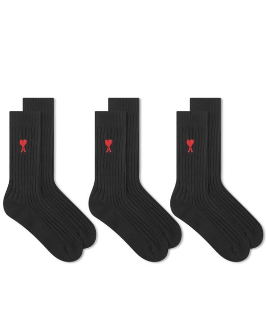 AMI Alexandre Mattiussi A Heart Sock 3 Pack in END. Clothing