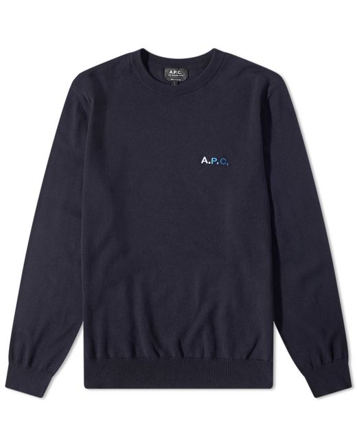 A.P.C. . Sylvain Logo Crew Knit in END. Clothing