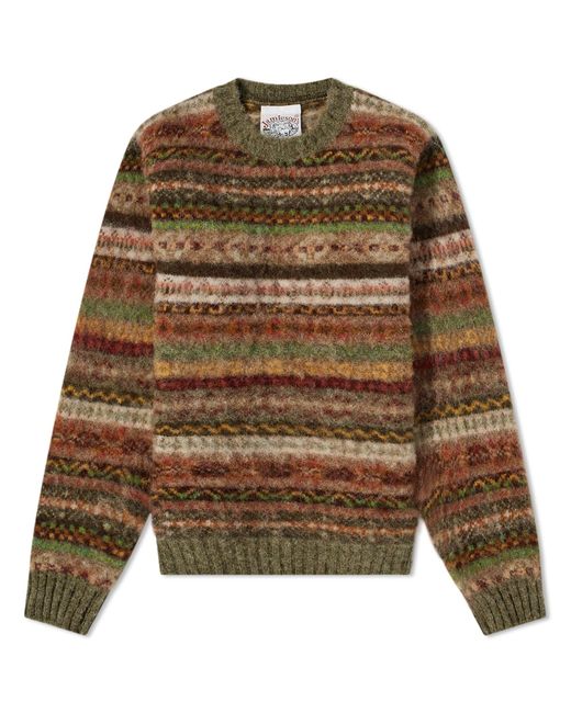 Jamieson's of Shetland Brushed Fair Isle Crew Knit in END. Clothing