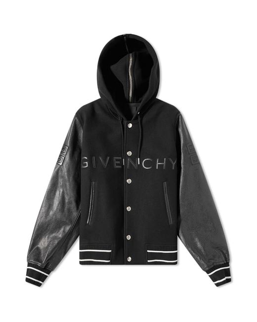 Givenchy Logo Leather Hooded Varsity Jacket in END. Clothing