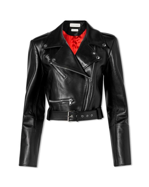 Alexander McQueen Cropped Leather Biker Jacket in END. Clothing