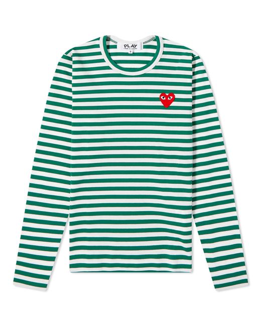 Comme Des Garçons Play Long Sleeve Heart Logo Stripe in END. Clothing