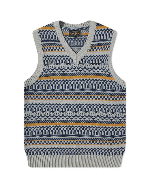 Beams Plus Fair isle Knitted Vest in END. Clothing