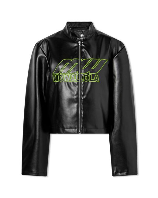 Mowalola Faux Leather Perforated Biker Jacket in END. Clothing