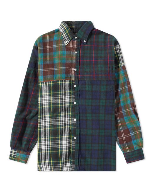 Beams Plus END. x Ivy League Button Down Flannel Check Panel Shirt in Clothing