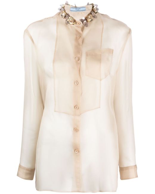 Prada sequin-embellished organza shirt