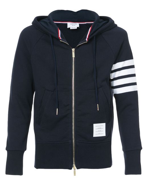 Thom Browne -Bar jersey zip-up hoodie