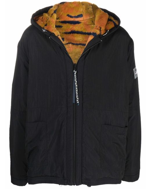 Aries tiger faux fur lining hooded jacket