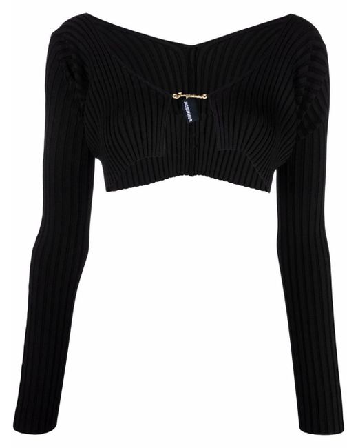 Jacquemus La maille Pralù logo-charm cropped knitted cardigan