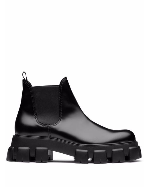 Prada Moonlith brushed leather Chelsea boots