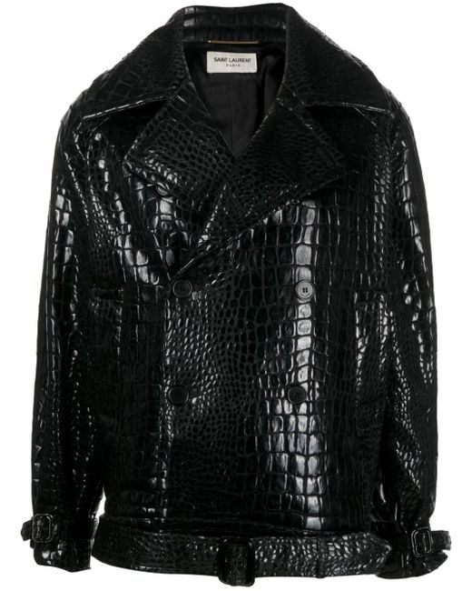Saint Laurent double-breasted leather coat