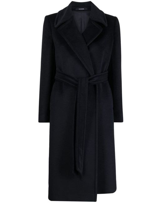 Tagliatore virgin-wool blend belted coat