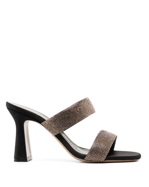 Maria Luca crystal-embellished leather mules