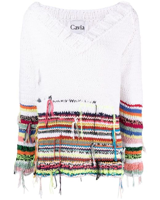 Cavia frayed-detail knitted jumper