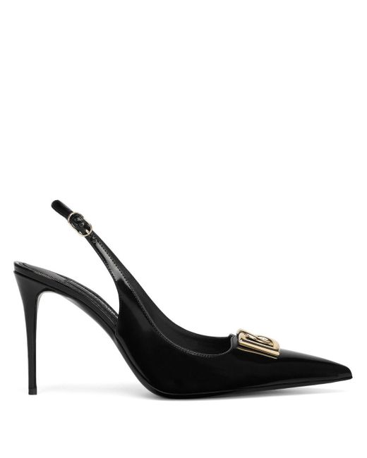 Dolce & Gabbana logo-plaque heeled slingback pumps