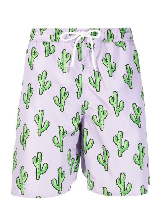 Yes I Am cactus-print drawstring swim shorts