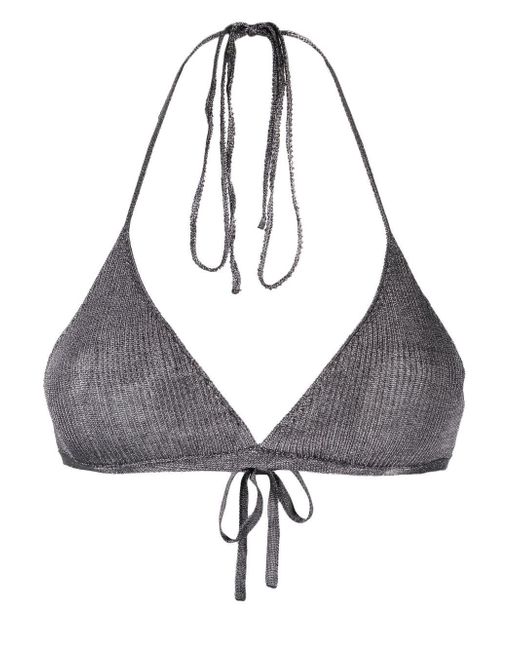 Paloma Wool metallic-effect knitted bikini top