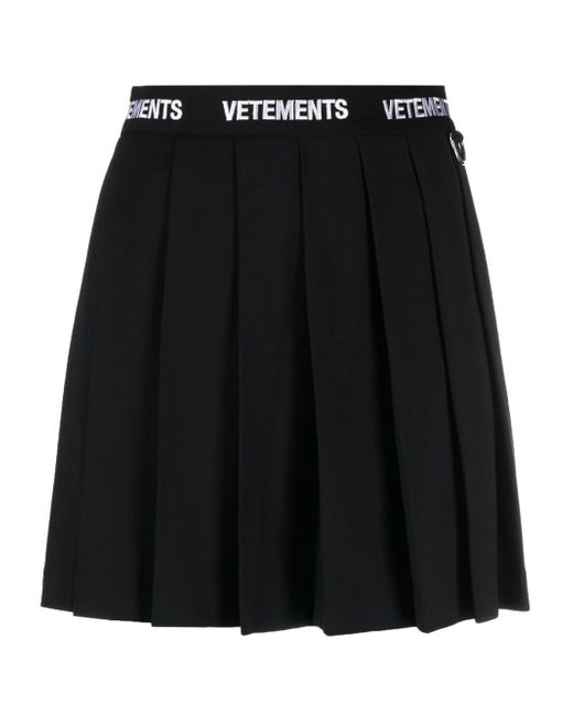 Vetements logo-waistband pleated skirt